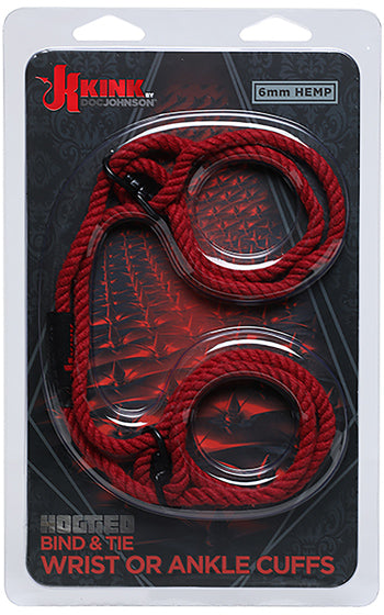 Hemp Bind & Tie Cuffs Red
