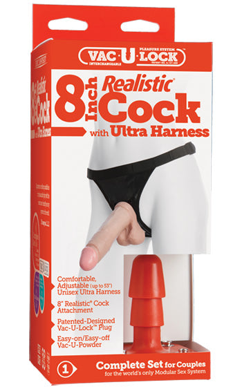 Realistic 8 Inch Cock With Ultra Harness